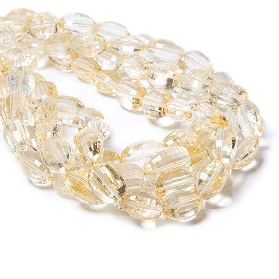 8x5-17x13mm Citrine checkerboard faceted ovals 16 inches 29 Beads - Beadsofcambay.com