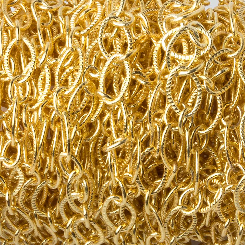 8x5-5x4mm Gold plated Textured & Plain Oval Link Chain by the Foot - Beadsofcambay.com