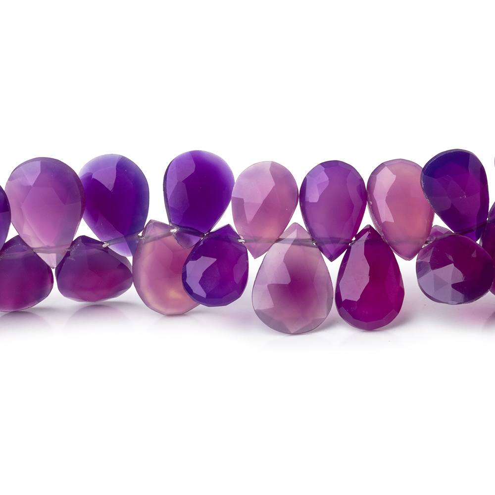 8x5-9x6mm Orchid Purple Chalcedony Faceted Pear Beads 7.5 inch 60 pieces - Beadsofcambay.com