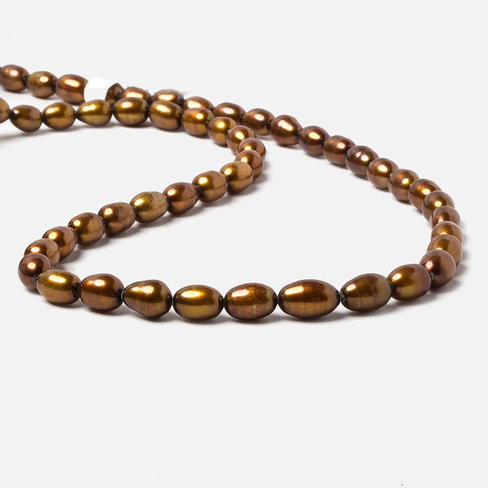 8x5mm Chocolate Brown straight drilled oval pearls 16 inch 55 pieces - Beadsofcambay.com