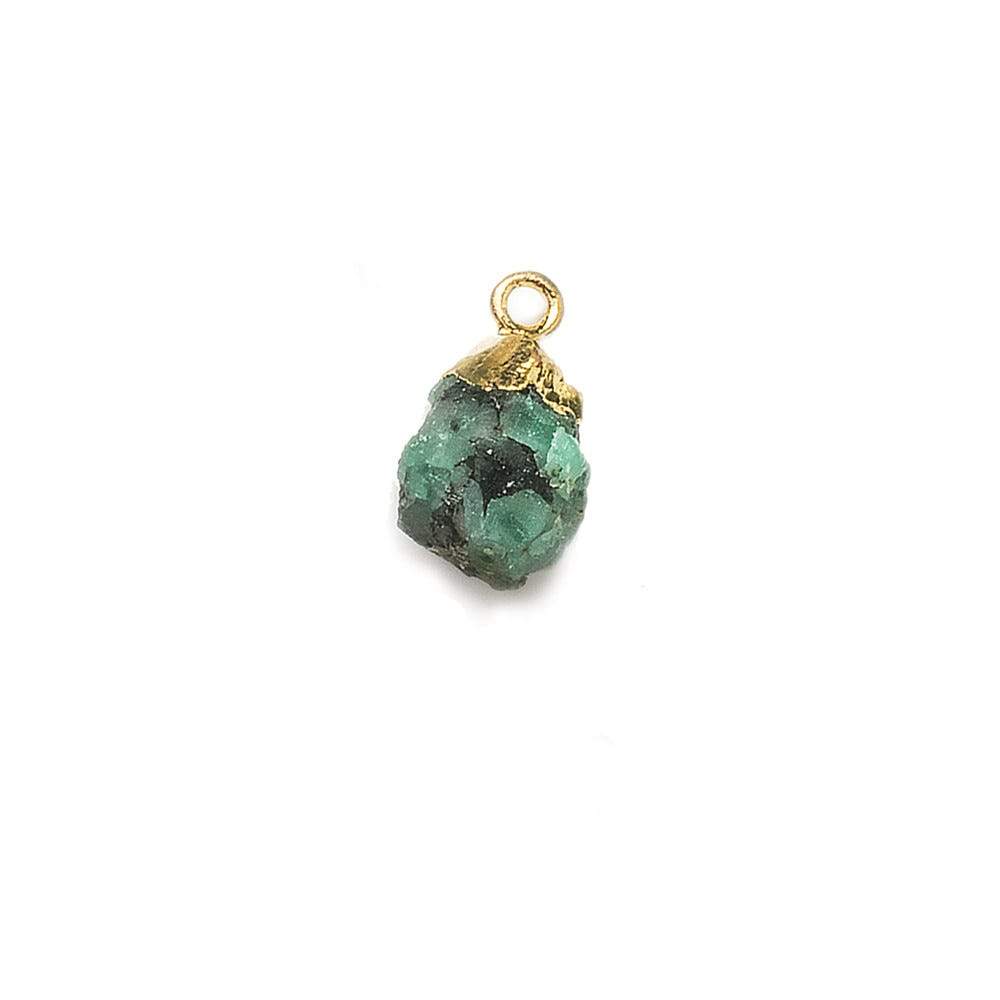 8x5mm Gold Leafed Brazilian Emerald Natural Crystal Focal Pendant 1 piece - Beadsofcambay.com
