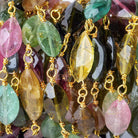 8x5mm Multi Color Tourmaline faceted marquise Vermeil Chain by the foot - Beadsofcambay.com