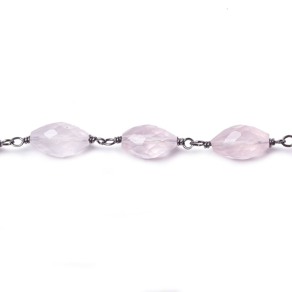 8x5mm Rose Quartz Faceted Marquise Oxidized Silver Chain by the foot 20 pieces - Beadsofcambay.com
