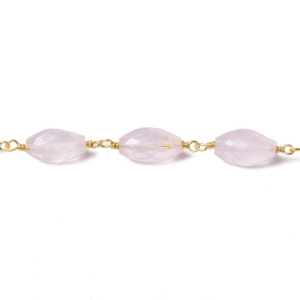 8x5mm Rose Quartz Faceted Navette Vermeil Chain by the foot 20 pieces - Beadsofcambay.com