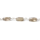 8x5mm Smoky Quartz faceted rectangle Silver Chain by the foot 20 pieces - Beadsofcambay.com