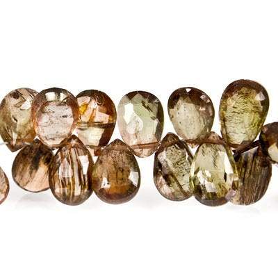 8x6-10x6mm Andalusite Beads Pear Briolette 8 inch 54 pieces - Beadsofcambay.com
