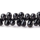 8x6-10x6mm Black Tourmaline Faceted Tear Drop Beads 6.5 inch 48 pieces - Beadsofcambay.com