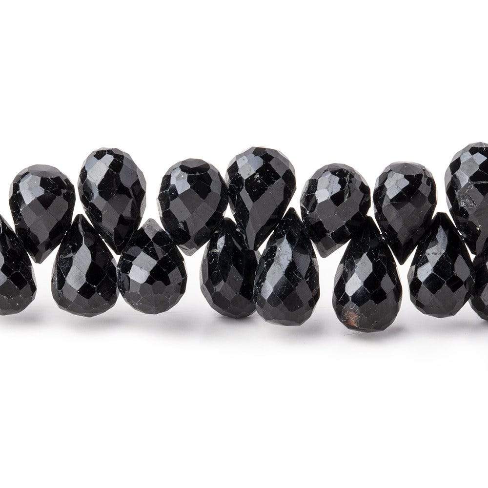 8x6-10x6mm Black Tourmaline Faceted Tear Drop Beads 6.5 inch 48 pieces - Beadsofcambay.com