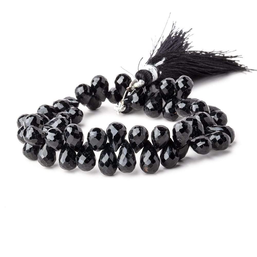 8x6-10x6mm Black Tourmaline Faceted Tear Drop Beads 6.5 inch 48 pieces - Beadsofcambay.com