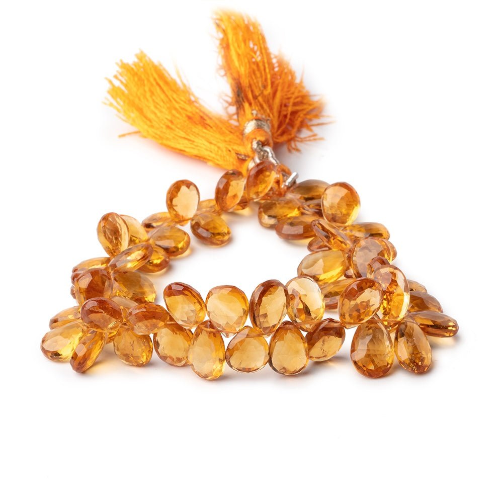 8x6-10x7mm Citrine Faceted Pear Beads 8 inch 57 pieces - Beadsofcambay.com