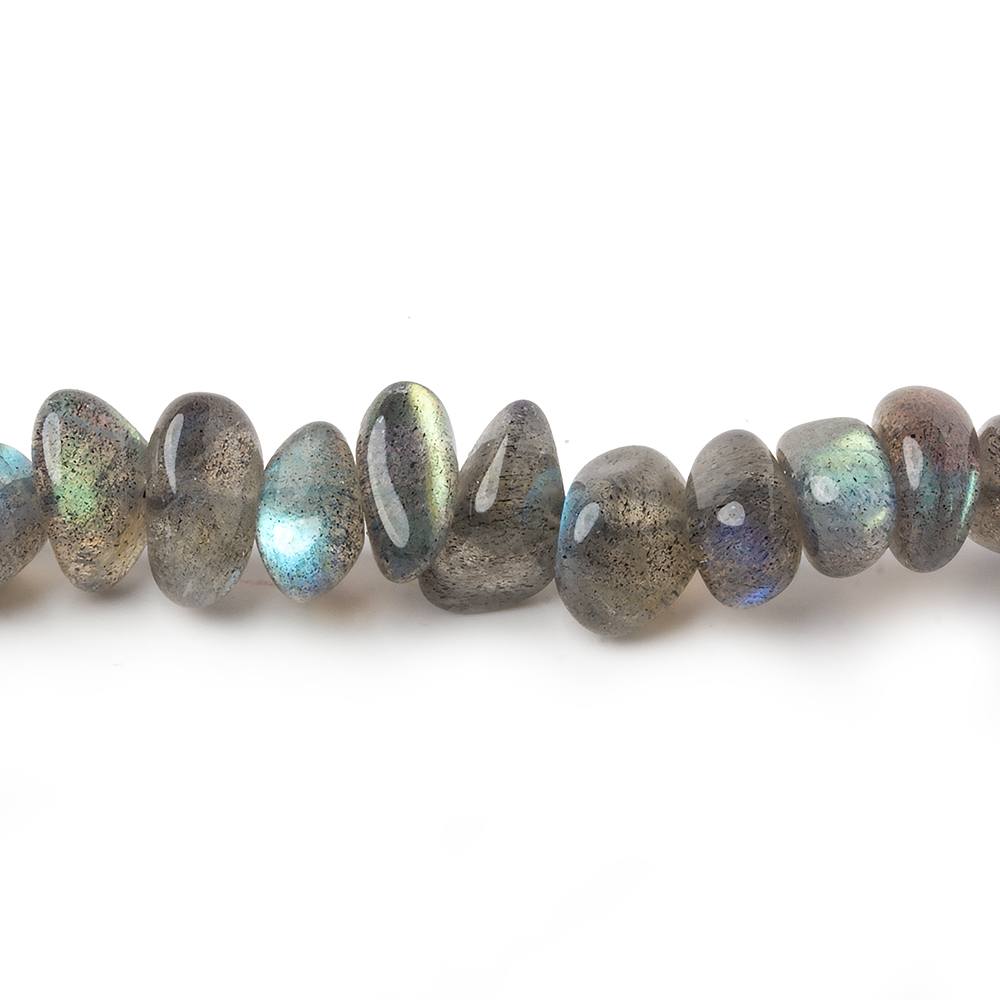 BeadsofCambay 8x6-10x7mm Labradorite Side Drilled Plain Nugget Beads 16 inch 78 pieces