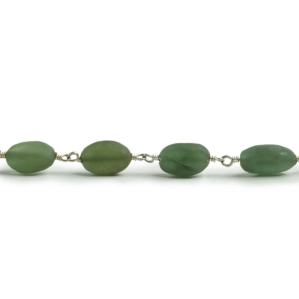8x6-10x7mm Matte Serpentine plain nugget Silver plated Chain by the foot with approximately 21 pcs - Beadsofcambay.com