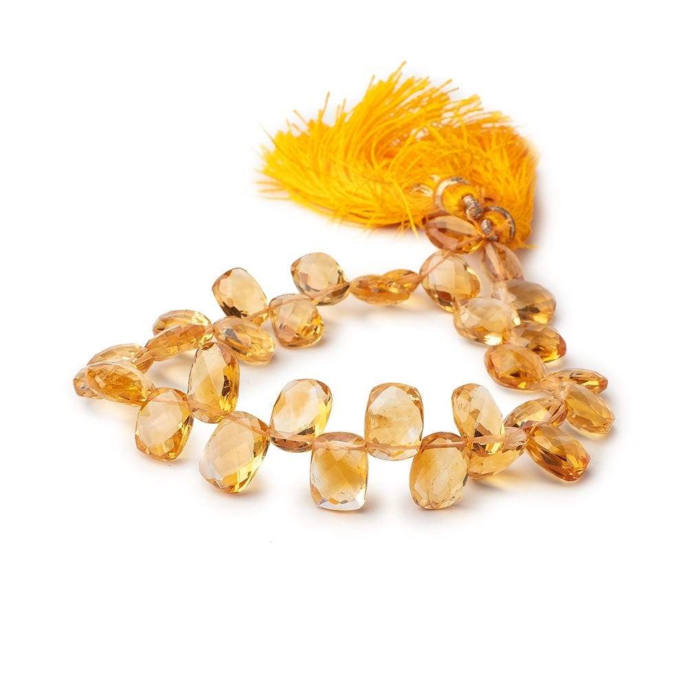 8x6-10x8mm Citrine Top Drilled Faceted Cushion Beads 8.25 inch 31 pieces - Beadsofcambay.com