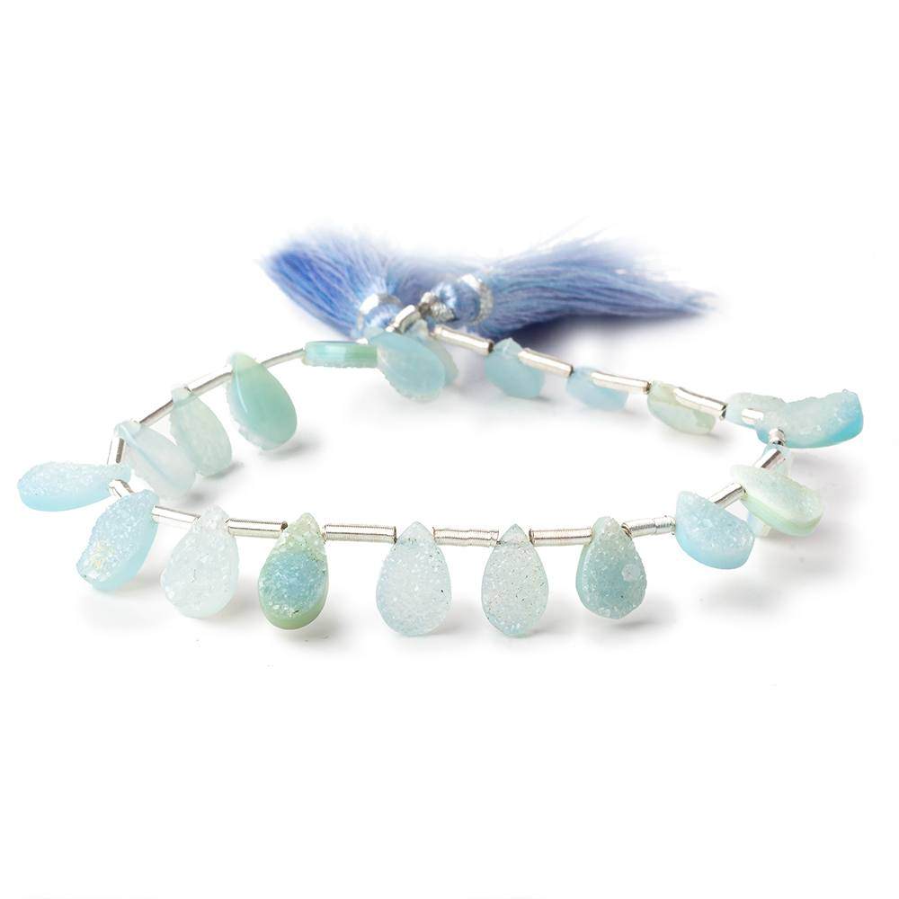 8x6-10x8mm Sky Blue Drusy Agate Pear Beads 8 inch 20 pieces - Beadsofcambay.com