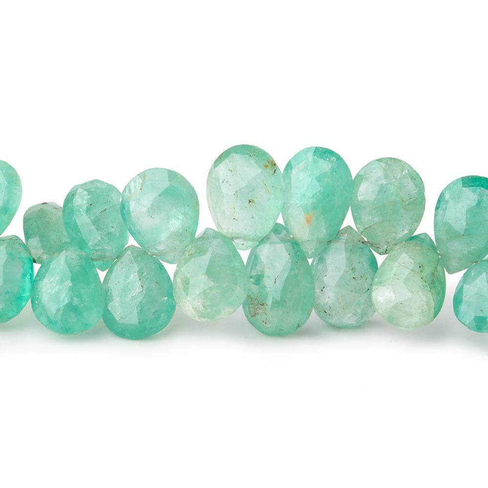 8x6-11x7mm Emerald Faceted Pear Beads 7.75 inch 56 pieces - Beadsofcambay.com