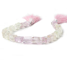 8x6-11x7mm Hiddenite & Kunzite faceted rectangle nuggets 8 inch 21 beads - Beadsofcambay.com