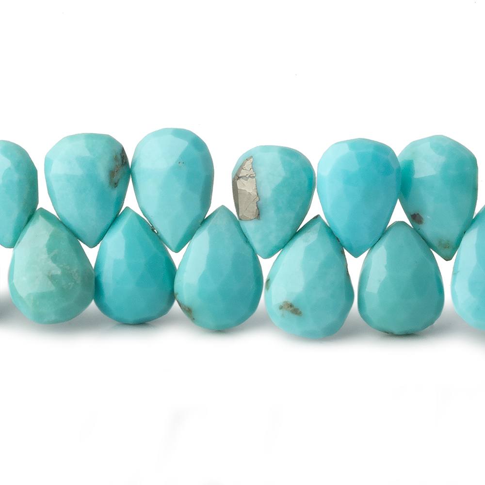 8x6-11x7mm Sleeping Beauty Turquoise Faceted Pear Beads 8 inch 50 pieces - Beadsofcambay.com