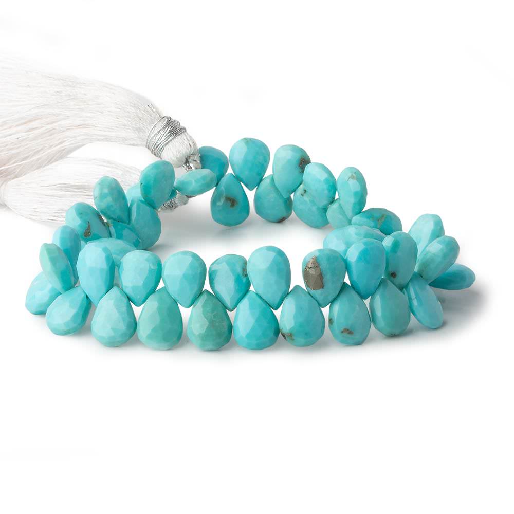 8x6-11x7mm Sleeping Beauty Turquoise Faceted Pear Beads 8 inch 50 pieces - Beadsofcambay.com