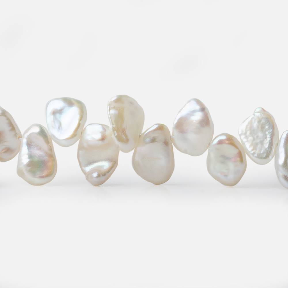 8x6-11x7mm White Top Drilled Keshi Freshwater Pearls 16 inch 77 pieces A - Beadsofcambay.com