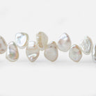 8x6-11x7mm White Top Drilled Keshi Freshwater Pearls 16 inch 77 pieces A - Beadsofcambay.com