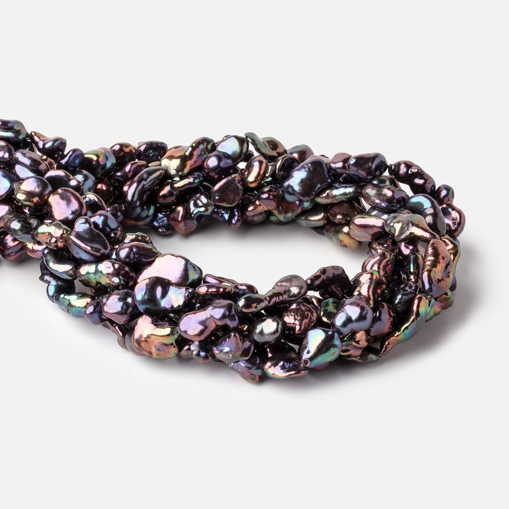 8x6-12x8mm Peacock Straight Drilled Keshi Freshwater Pearls 16 inch 26 Beads - Beadsofcambay.com