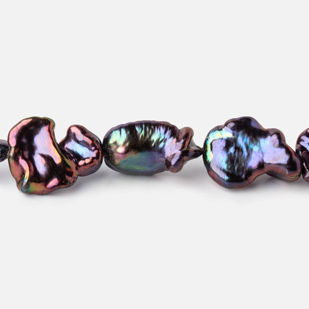 8x6-12x8mm Peacock Straight Drilled Keshi Freshwater Pearls 16 inch 26 Beads - Beadsofcambay.com