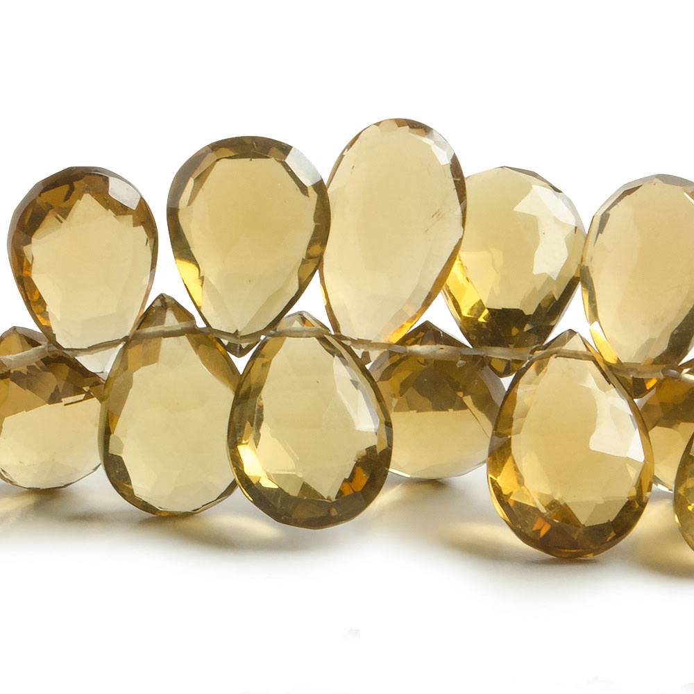 8x6-12x8mm Whiskey Quartz Pear Briolette 8 inch 66 pieces - Beadsofcambay.com