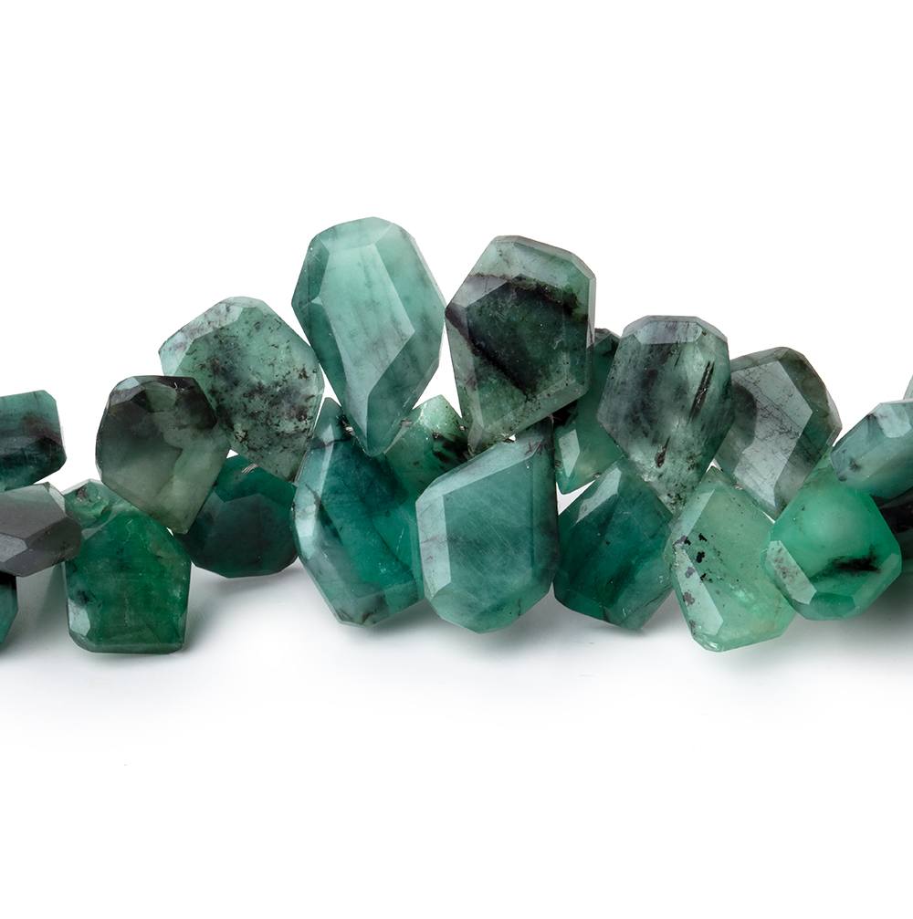 8x6-12x9mm Brazilian Emerald Faceted Freeform Beads 6.5 inch 64 pieces - Beadsofcambay.com