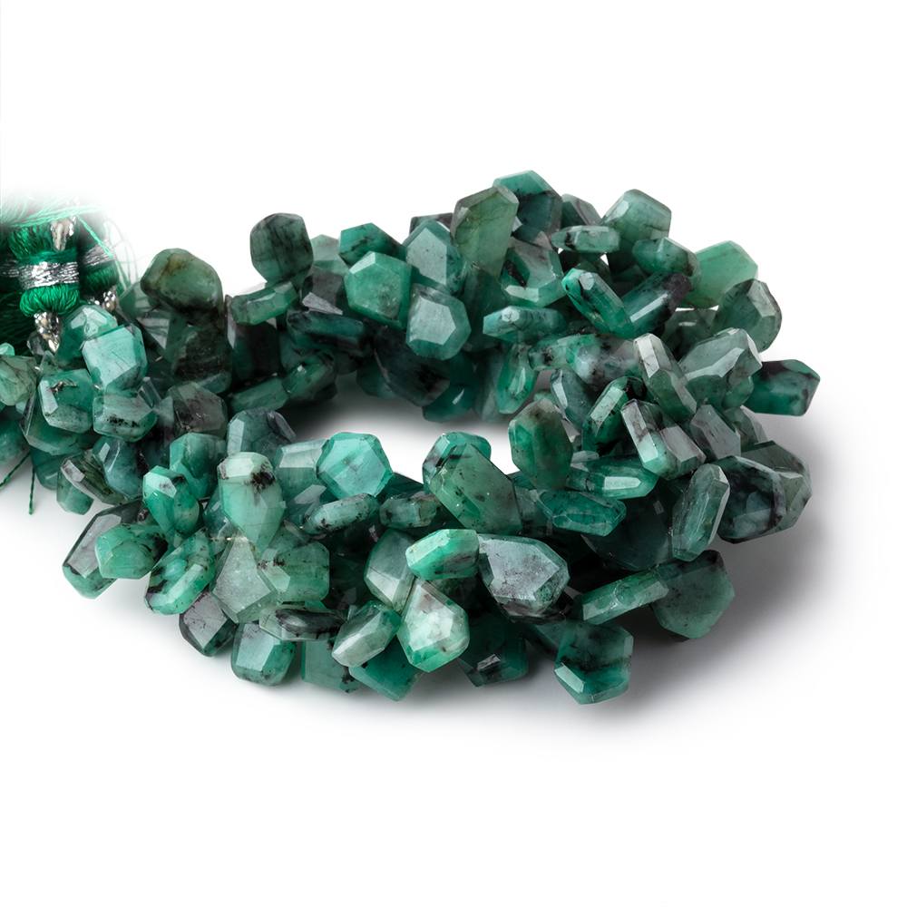 8x6-12x9mm Brazilian Emerald Faceted Freeform Beads 6.5 inch 64 pieces - Beadsofcambay.com