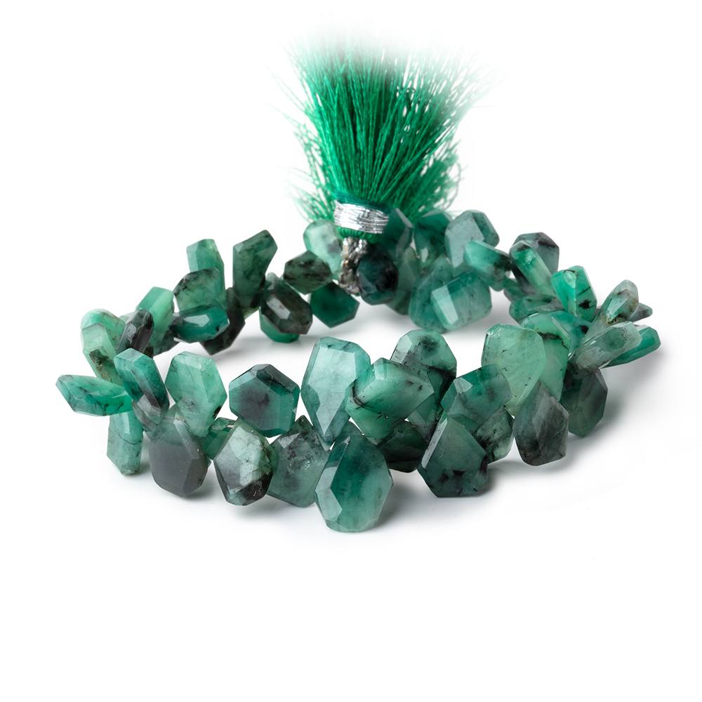 8x6-12x9mm Brazilian Emerald Faceted Freeform Beads 6.5 inch 64 pieces - Beadsofcambay.com