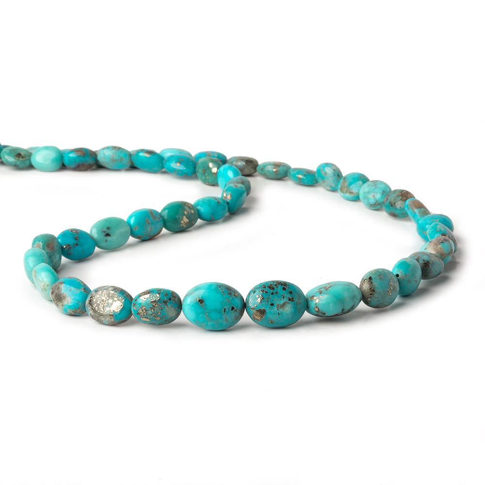 8x6-12x9mm Sleeping Beauty Turquoise with Pyrite plain nugget beads 18.5 inch 47 pcs - Beadsofcambay.com