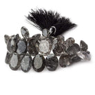 8x6-13x10mm Black Tourmalinated Quartz Bezel Faceted Oval Beads 6.5 inch 37 pcs - Beadsofcambay.com