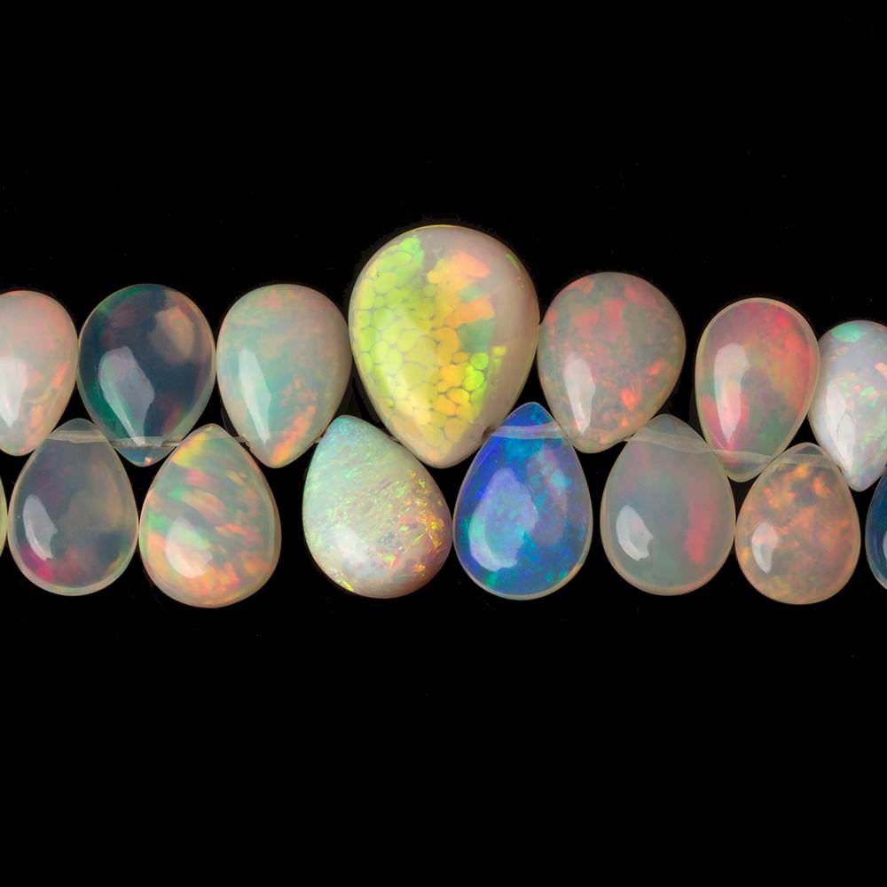 8x6-14x11mm Golden Ethiopian Opal Plain Pears 6.5 inch 47 beads - Beadsofcambay.com