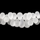 8x6-15x10mm Frosted Crystal Quartz Plain Tear Drop Beads 8 inch 70 pieces - Beadsofcambay.com