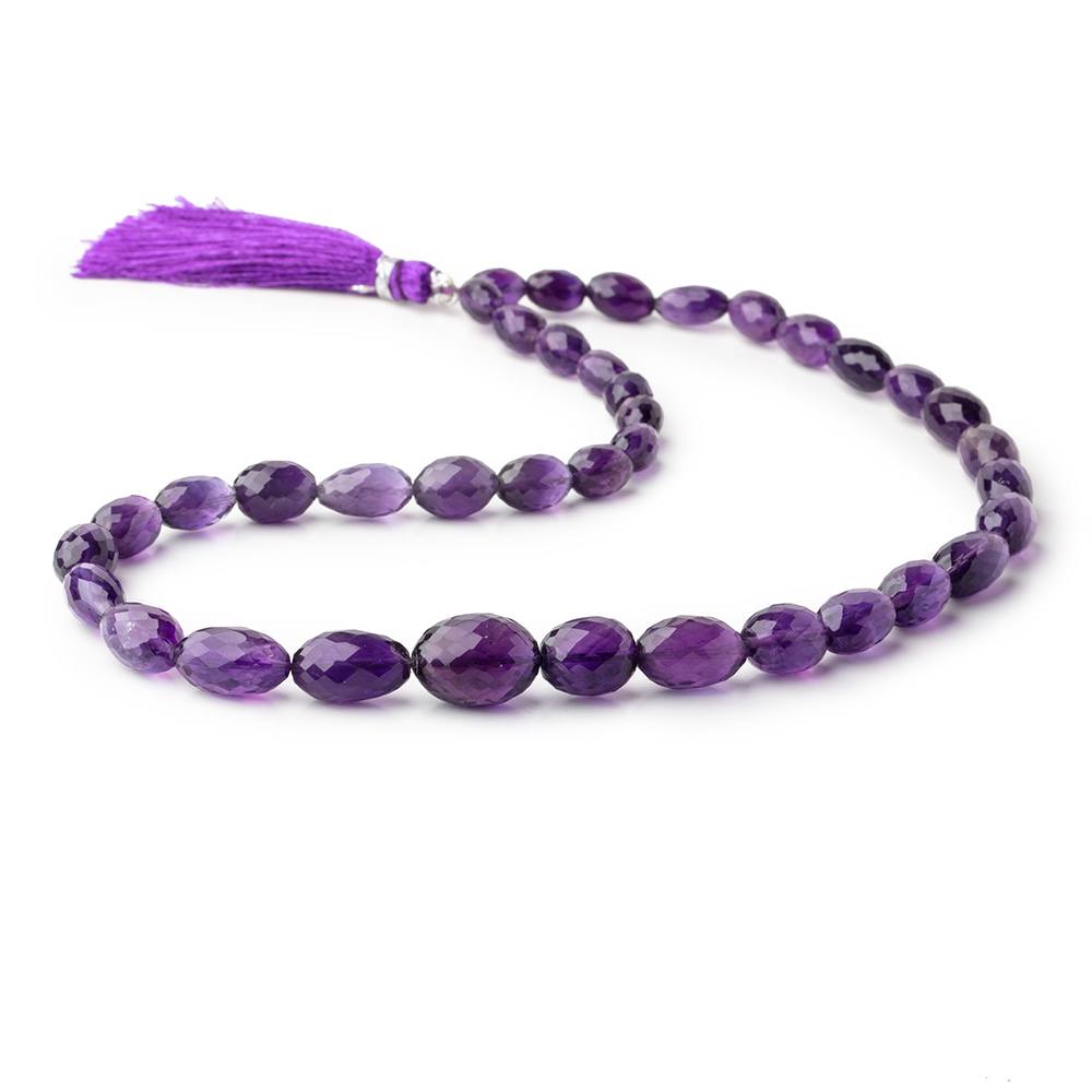 8x6-15x11mm Amethyst Faceted Olive Beads 16 inch 38 pieces - Beadsofcambay.com