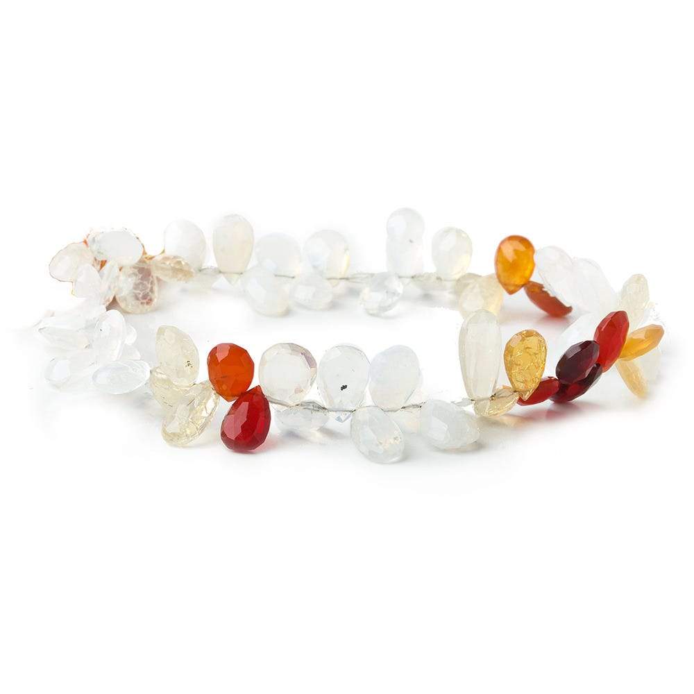 8x6-15x6.5mm Multi Color Mexican Fire Opal Pear Briolette beads 9 inch 64 pieces - Beadsofcambay.com