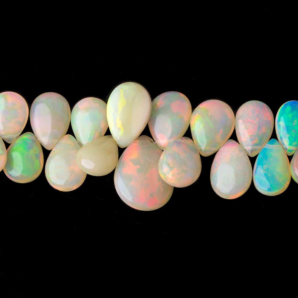 8x6-16x12mm Ethiopian Opal Plain Pear Beads 7.5 inch 55 pcs A Grade - Beadsofcambay.com
