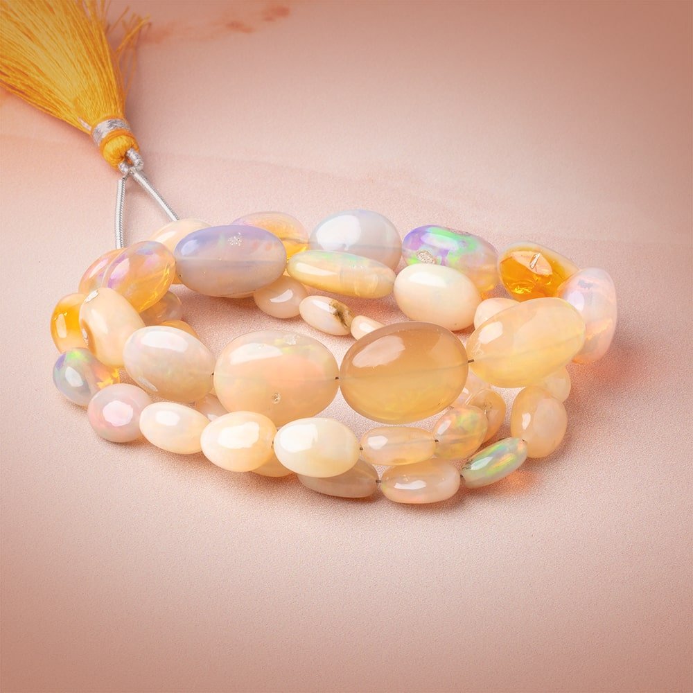 8x6-16x13mm Golden Ethiopian Opal Plain Nugget Beads 18 inch 43 pieces AA - Beadsofcambay.com