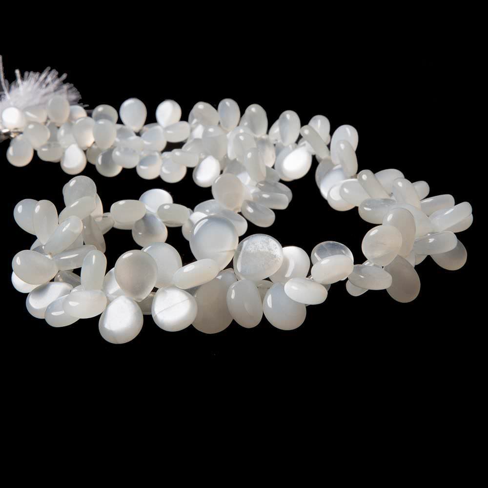 8x6-17x11mm Ceylon White Moonstone plain pear beads 18 inch 150 pieces - Beadsofcambay.com