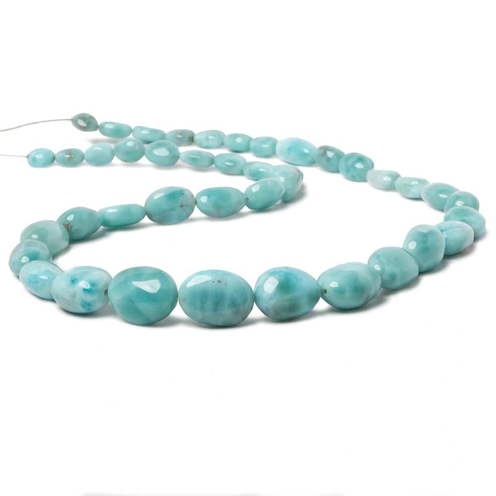 8x6-17x12mm Larimar plain nugget beads 19 inch 41 pieces AAA Grade - Beadsofcambay.com