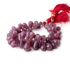 8x6-17x9mm Ruby Faceted Tear Drop Beads 8 inch 76 pieces - Beadsofcambay.com