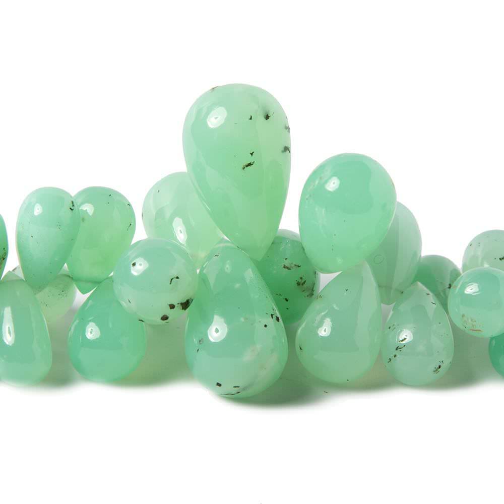 8x6-19x11mm Chrysoprase plain tear drop beads 5 inch 42 pieces - Beadsofcambay.com