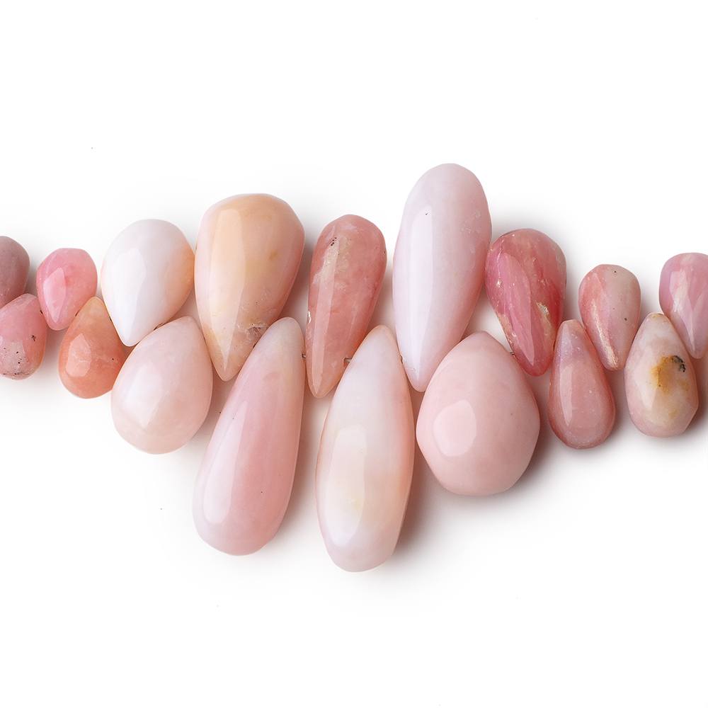 8x6-23x8mm Pink Peruvian Opal Plain Tear Drop Beads 8 inch 54 pcs - Beadsofcambay.com