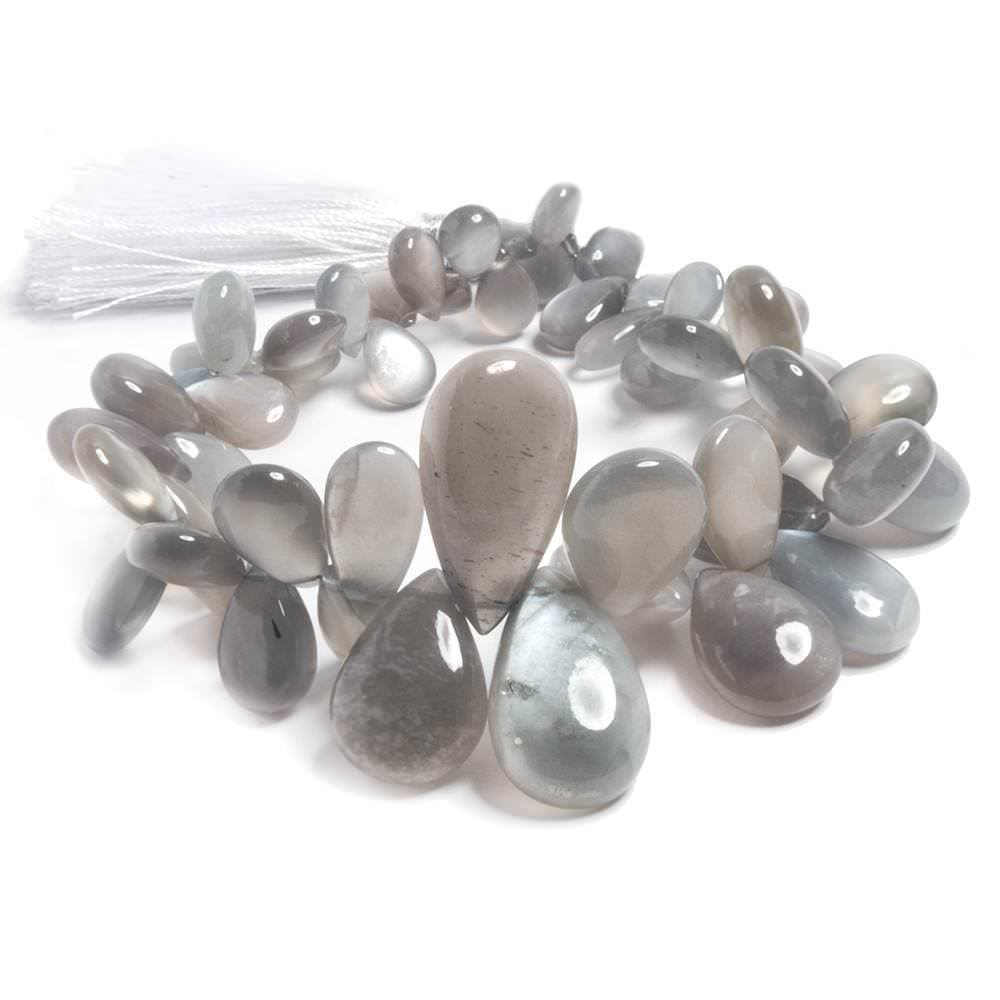 8x6-24x14mm Platinum Moonstone plain pears 8.5 inches 52 beads - Beadsofcambay.com