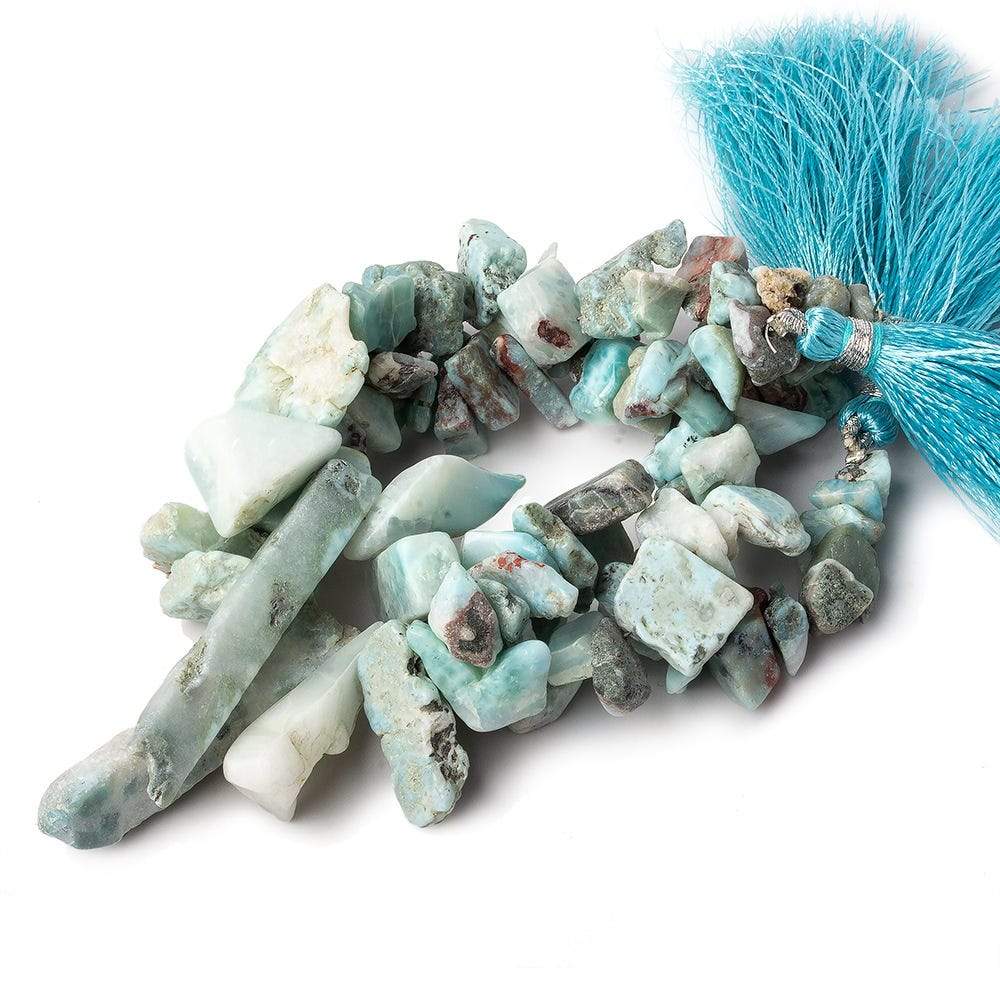 8x6-40x8mm Larimar top drilled Natural Crystal Chip beads 7.5 inch 35 beads - Beadsofcambay.com