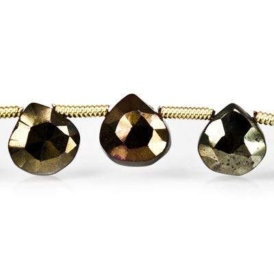 8x6- 9.5x7mm Plum Metallic Black Spinel Beads Faceted Pear Briolette 7.5 inch 20 pieces - Beadsofcambay.com