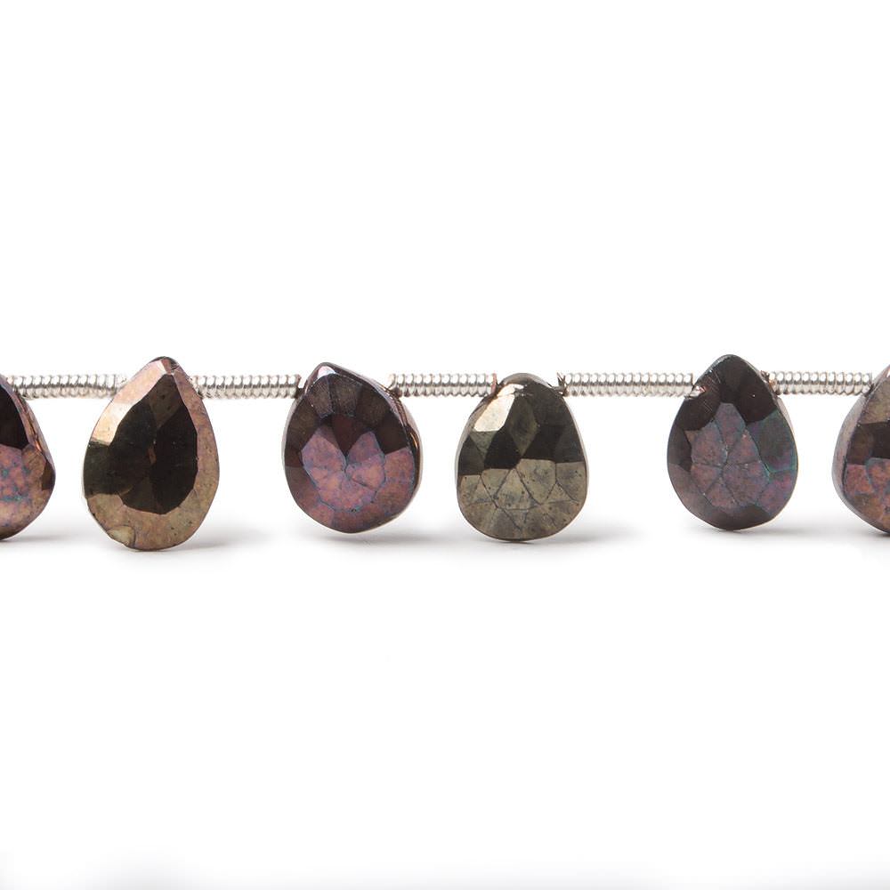 8x6- 9.5x7mm Plum Metallic Black Spinel Beads Faceted Pear Briolette 7.5 inch 20 pieces - Beadsofcambay.com