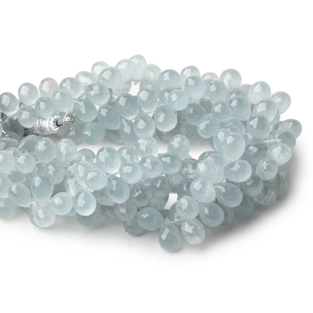 8x6-9x6.5mm Aquamarine Faceted Tear Drop Beads 7.5 inch 70 pieces AAA - Beadsofcambay.com