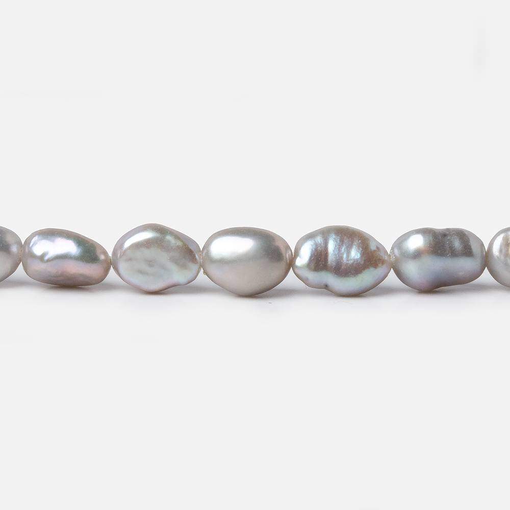8x6-9x6mm Venetian Silver straight drilled Baroque Pearls 16 inch 49 pieces - Beadsofcambay.com