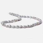 8x6-9x6mm Venetian Silver straight drilled Baroque Pearls 16 inch 49 pieces - Beadsofcambay.com